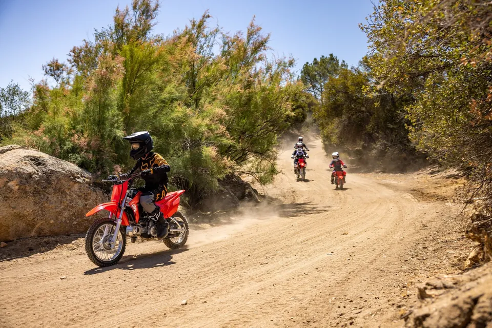 Honda CRF110F off-road motorcycle with semi-automatic gearbox and electric starter