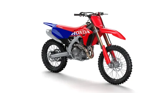 Honda CRF450R competition motorcycle with aluminium frame and titanium tank