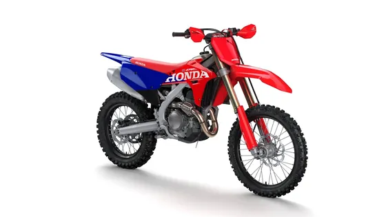 Enduro CRF450RX von Honda mit Handschützern und Seitenständer